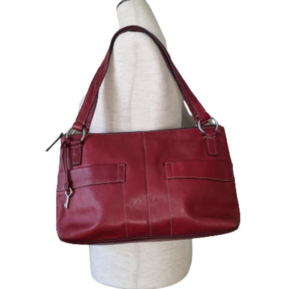 Fossil Red Leather Shoulder Bag - Picture 4 of 11